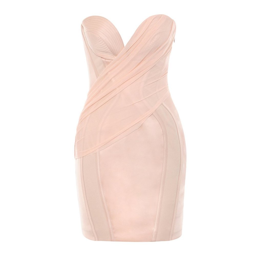 House of CB Gisou Blush Satin Strapless Mini Corset Dress - Picture 9 of 10